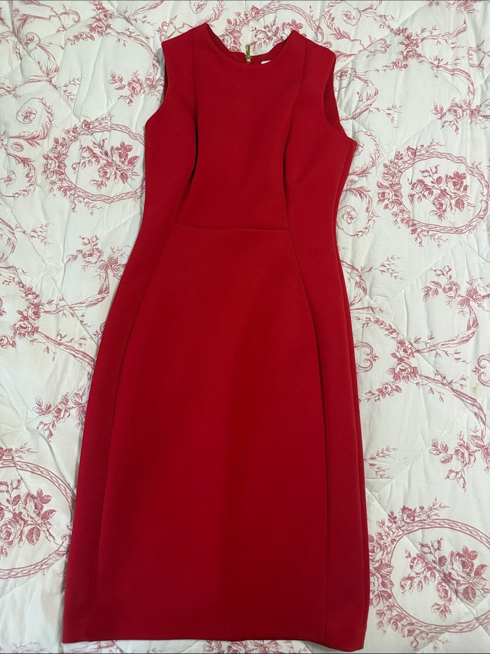 Calvin Klein Sleeveless Red Midi Sheath Dress